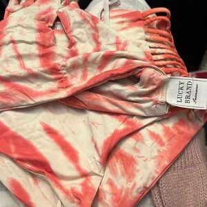 Lucky Brand Coral and Cream Swirl Bikini